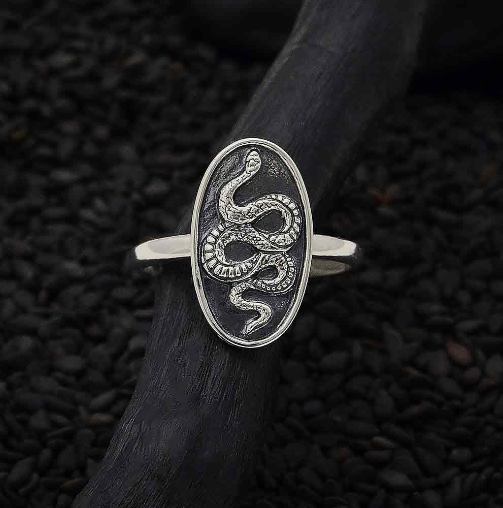 Sterling Silver Oval Snake Ring