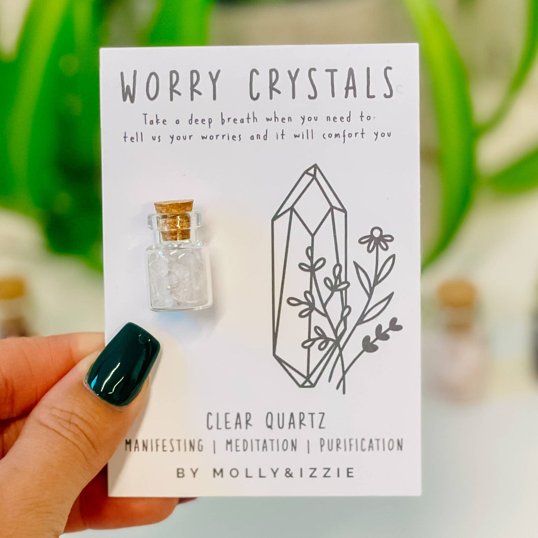 Clear Quartz Worry Crystals on Card