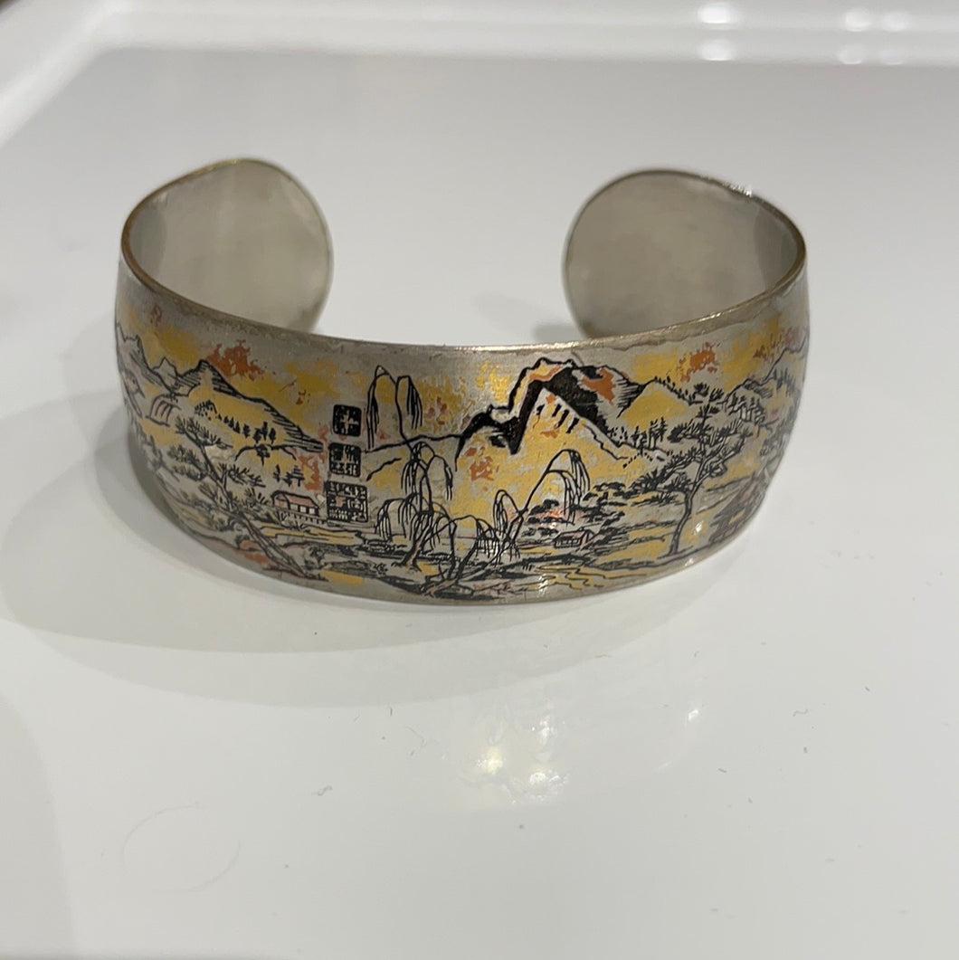 Silver landscape bracelet